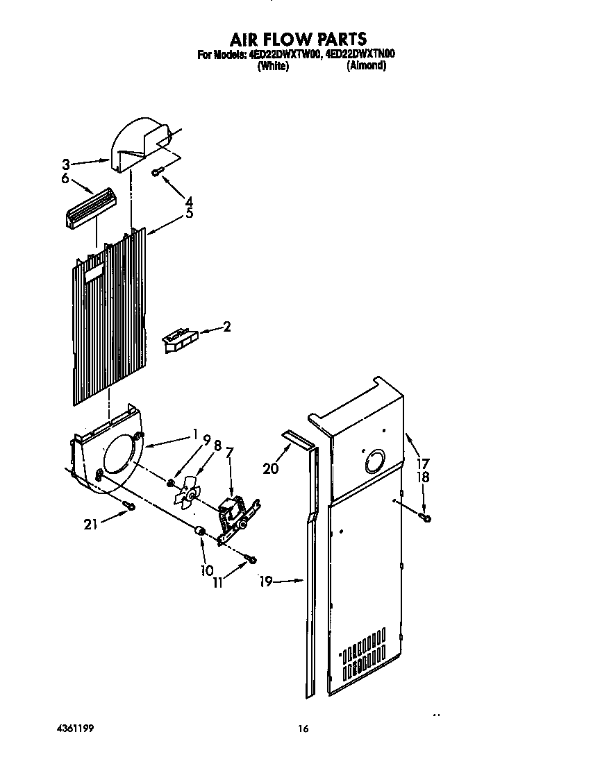 Whirlpool 4ED22DWXTW00 air flow diagram