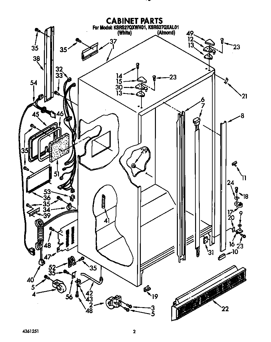 KitchenAid KSRS27QXWH01 cabinet diagram