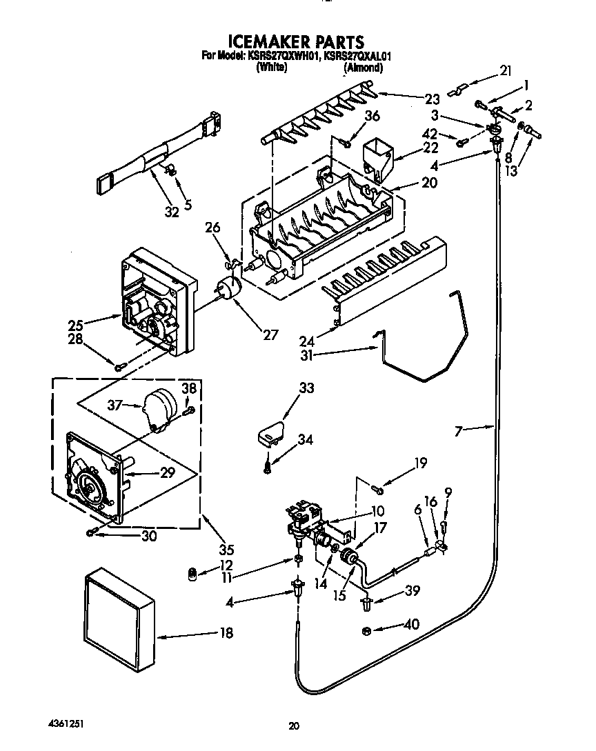 KitchenAid KSRS27QXWH01 icemaker diagram