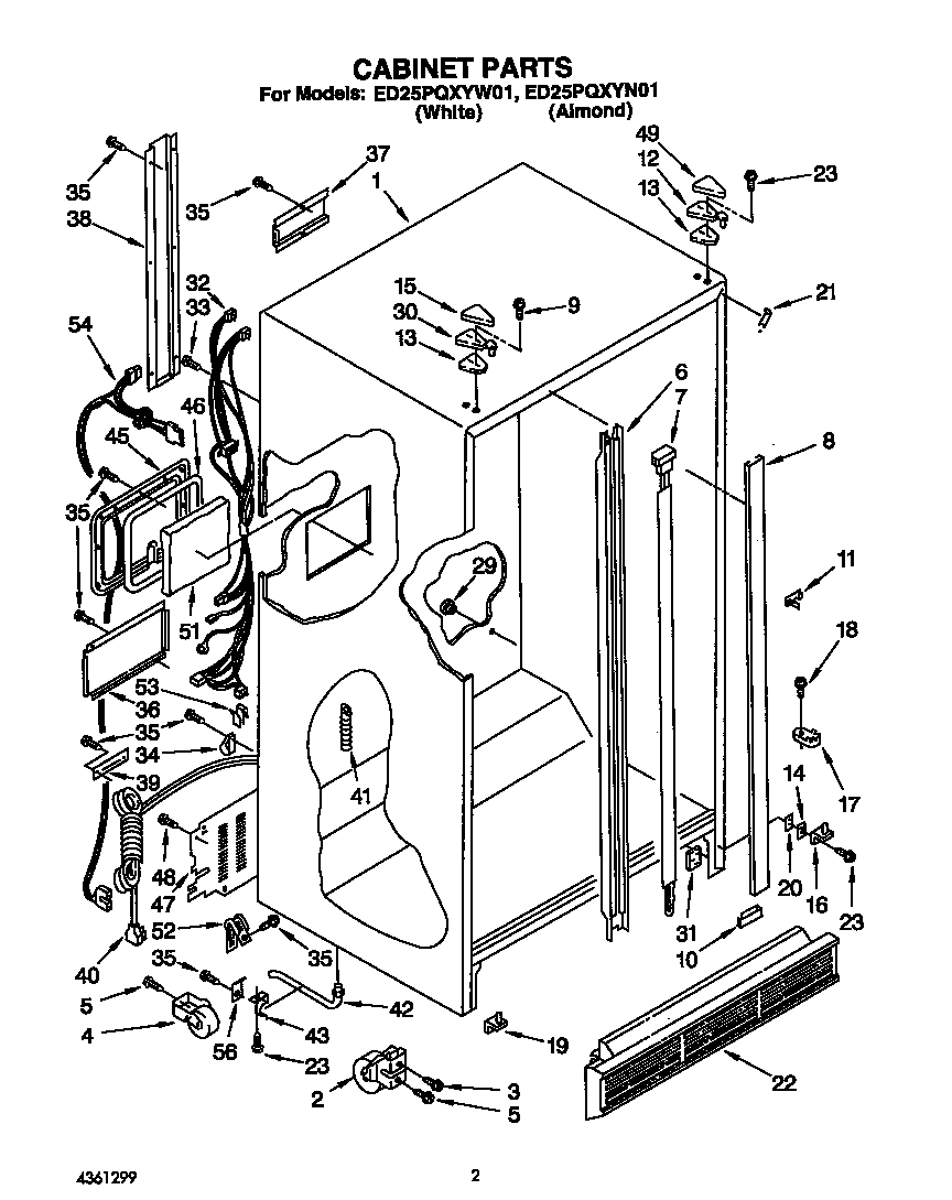 Whirlpool ED25PQXYW01 cabinet diagram