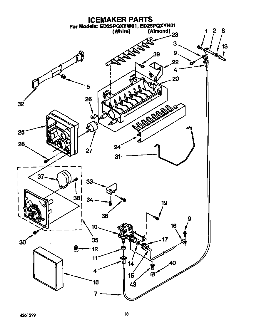 Whirlpool ED25PQXYW01 ice maker diagram