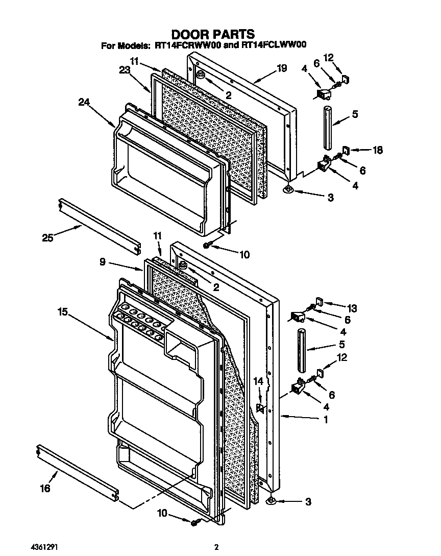 Roper RT14FCLWW00 door diagram