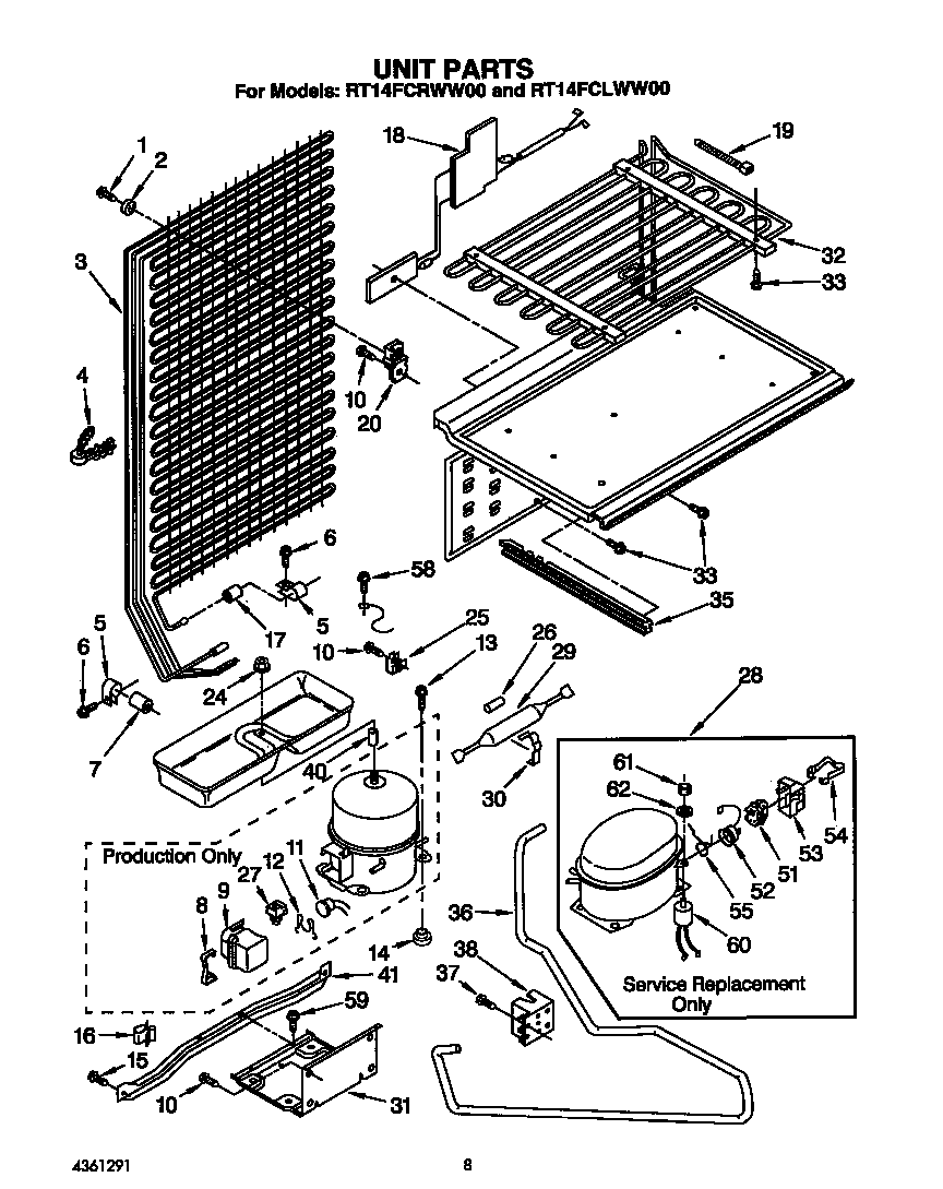 Roper RT14FCLWW00 unit diagram