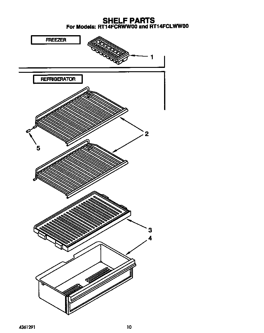 Roper RT14FCLWW00 shelf diagram