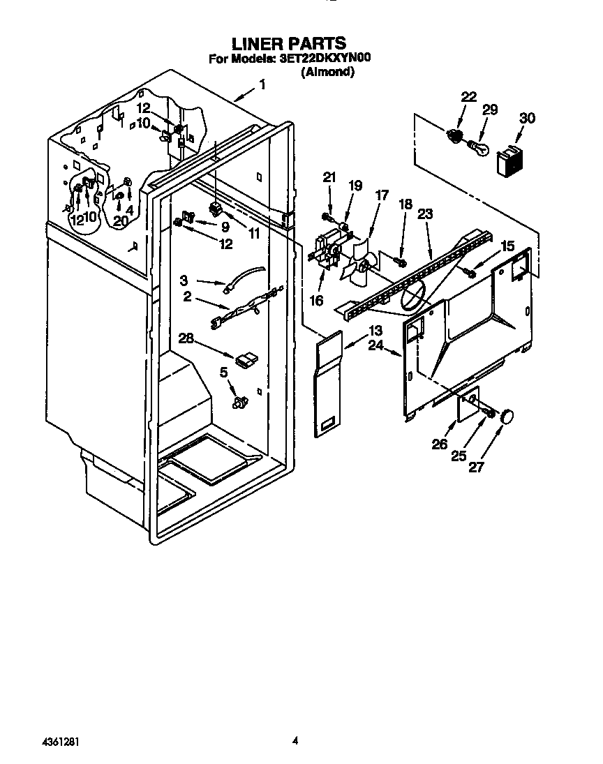 Whirlpool 3ET22DKXYN00 liner diagram