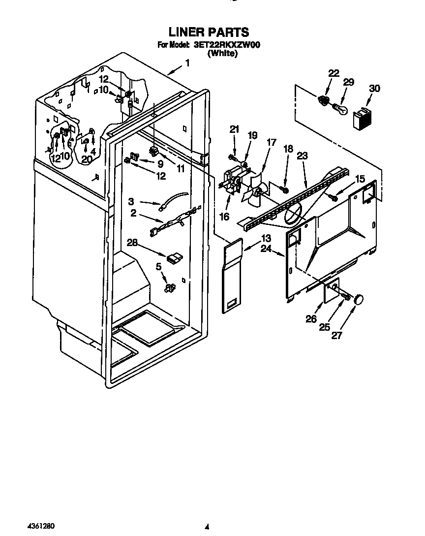 Whirlpool 3ET22RKXZW00 liner diagram
