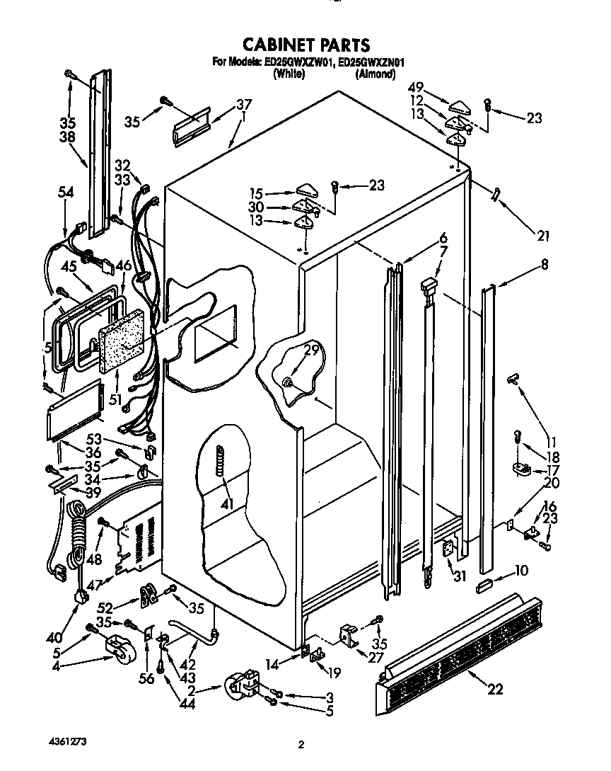 Whirlpool ED25GWXZW01 cabinet diagram