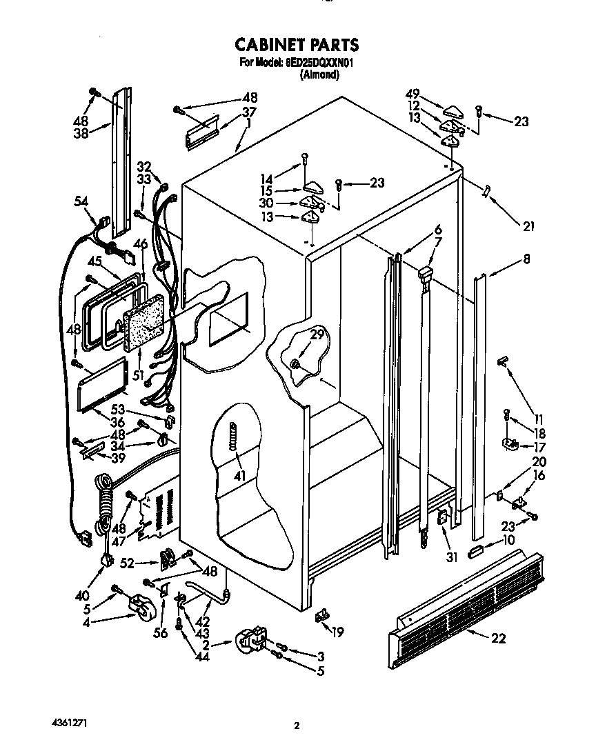Whirlpool 8ED25DQXXN01 cabinet diagram