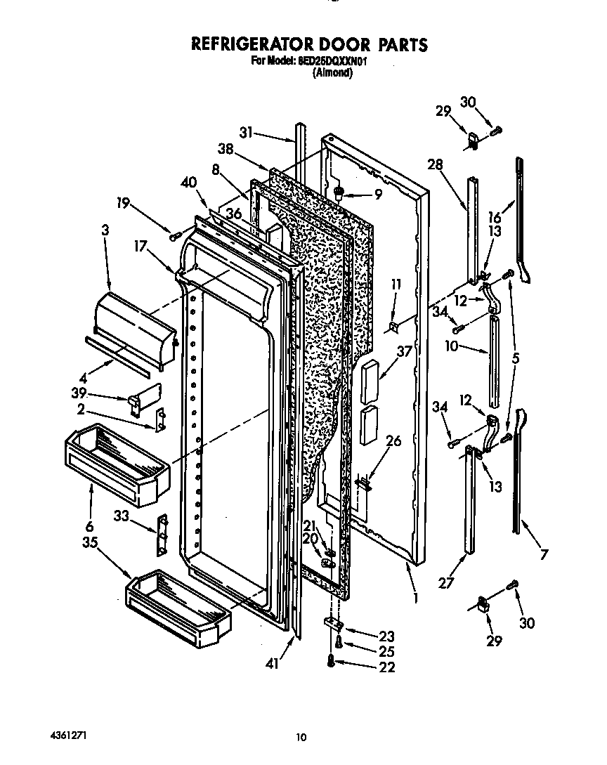 Whirlpool 8ED25DQXXN01 refrigerator door diagram