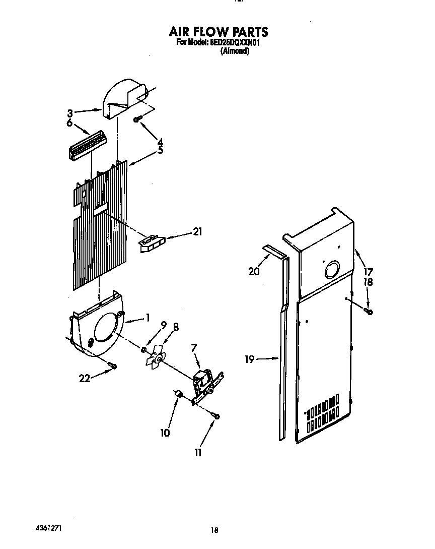 Whirlpool 8ED25DQXXN01 air flow diagram