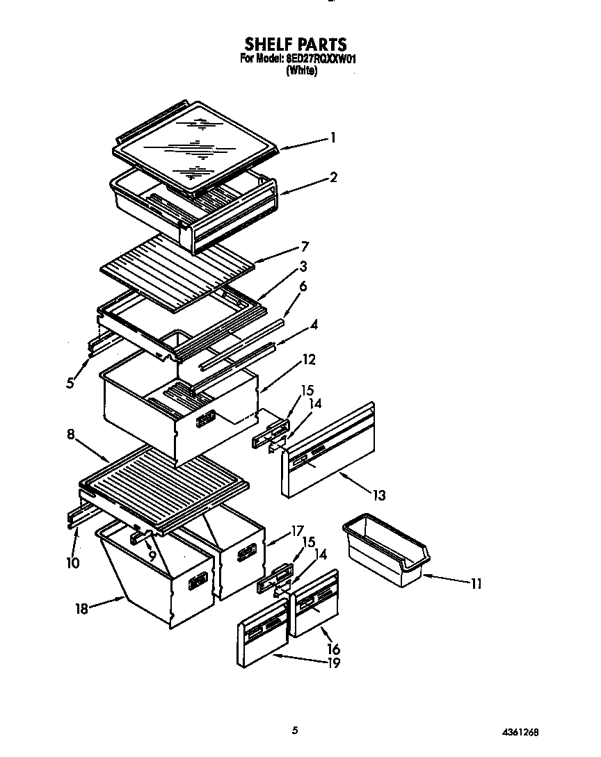 Whirlpool 8ED27RQXXW01 shelf diagram