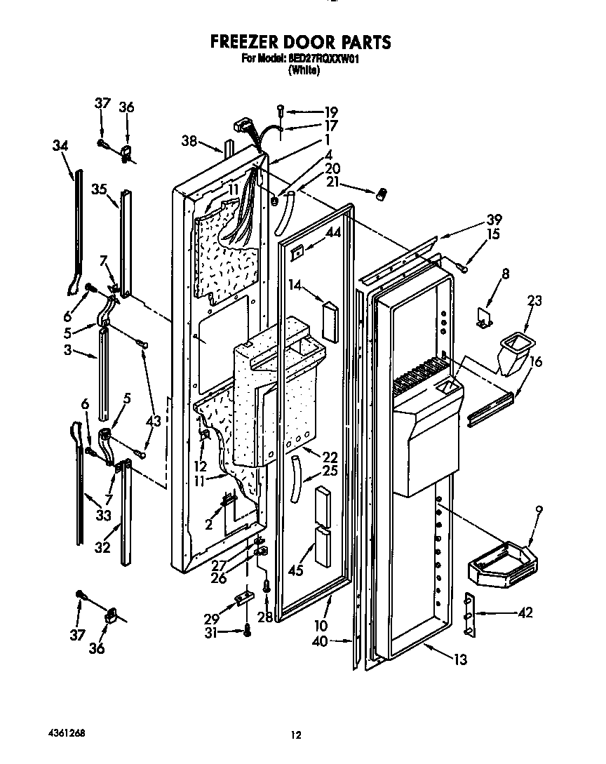 Whirlpool 8ED27RQXXW01 freezer door diagram
