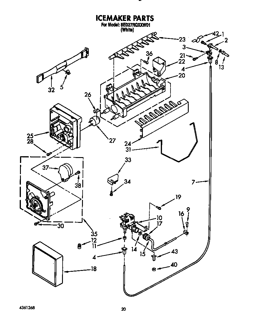 Whirlpool 8ED27RQXXW01 icemaker diagram