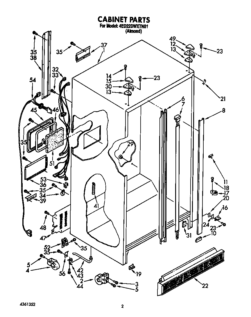 Whirlpool 4ED22DWXTN01 cabinet diagram