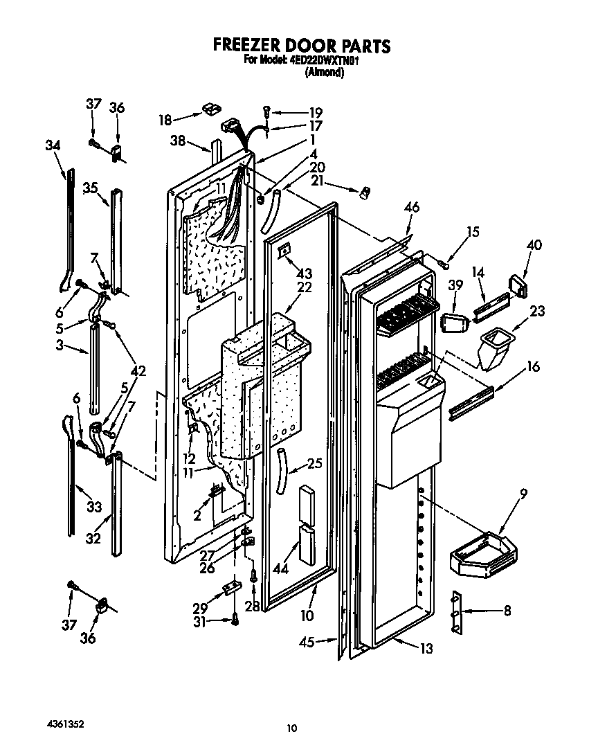 Whirlpool 4ED22DWXTN01 freezer door diagram