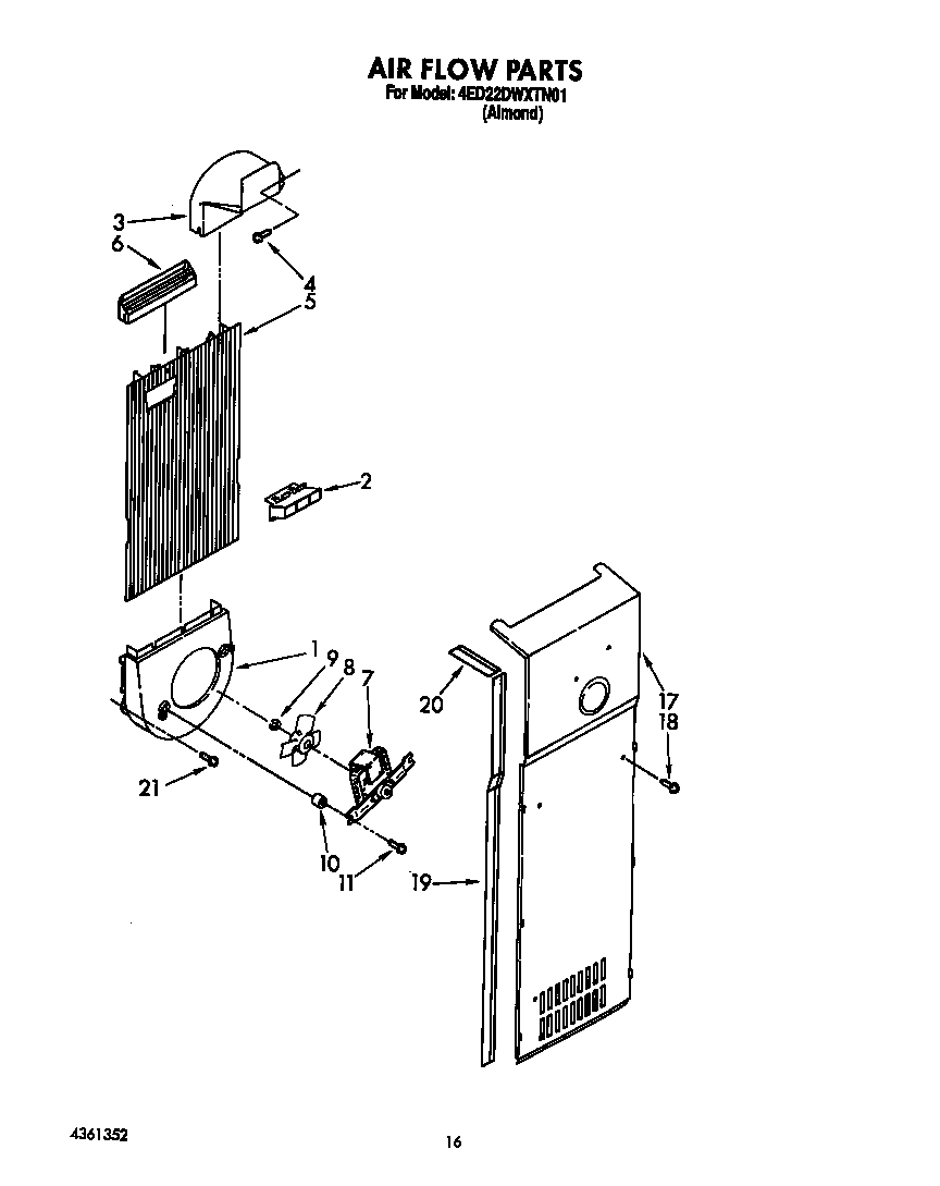 Whirlpool 4ED22DWXTN01 air flow diagram