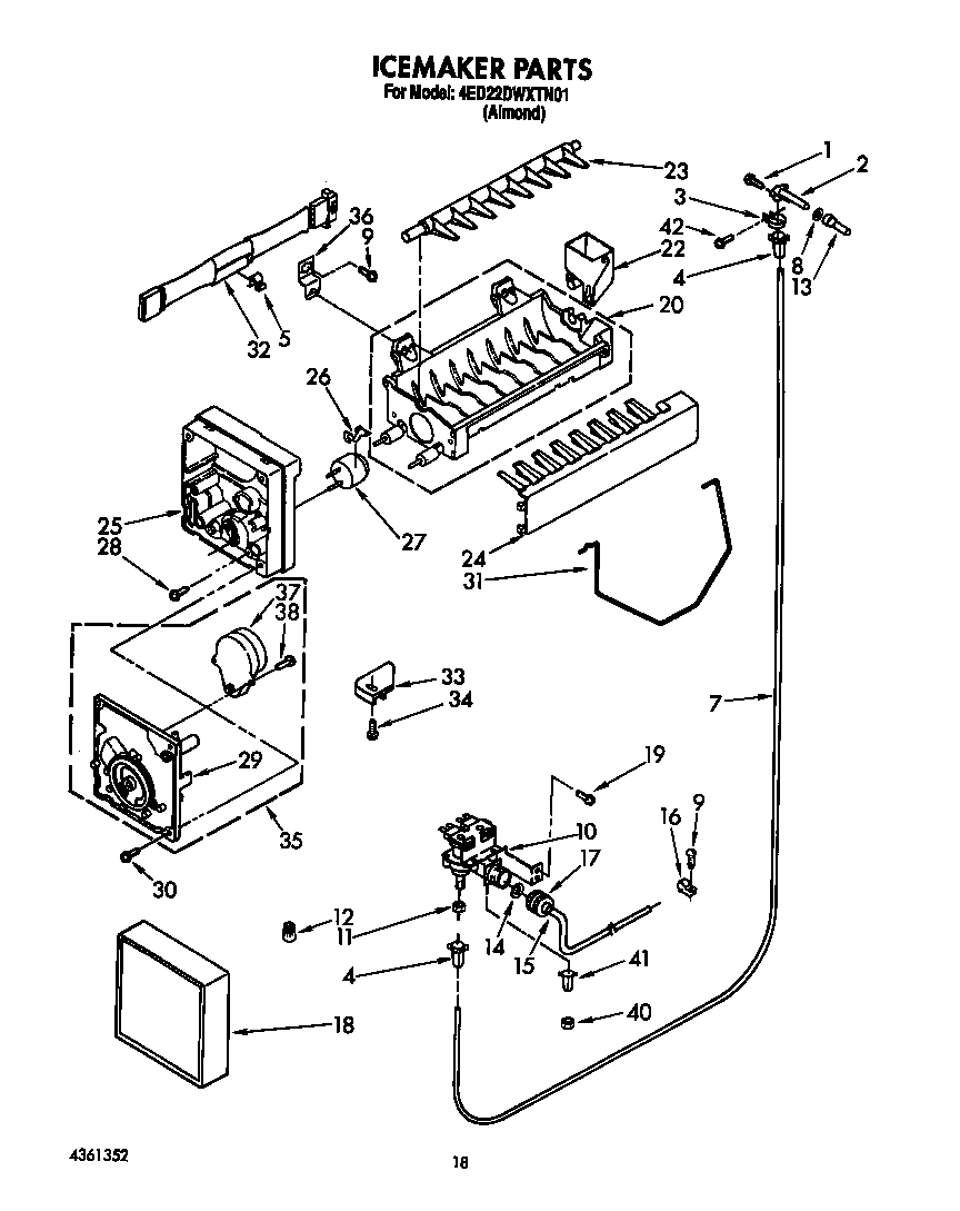 Whirlpool 4ED22DWXTN01 icemaker diagram