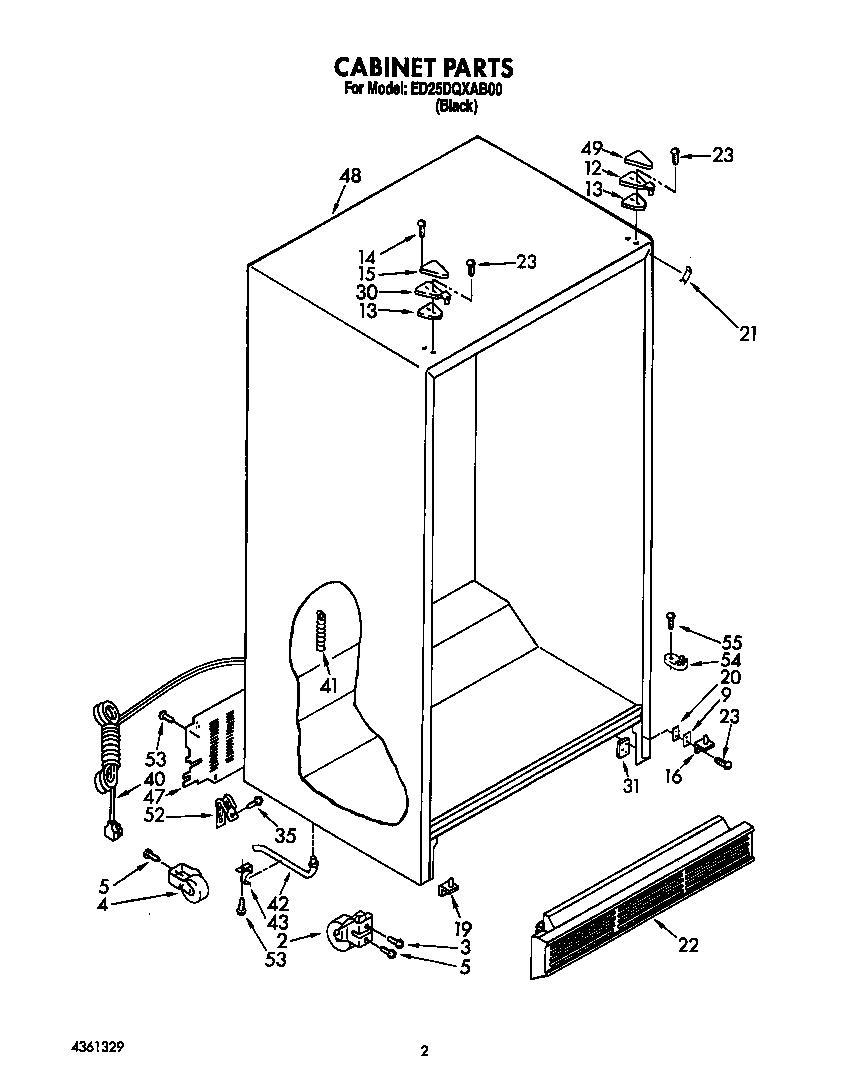 Whirlpool ED25DQXAB00 cabinet diagram