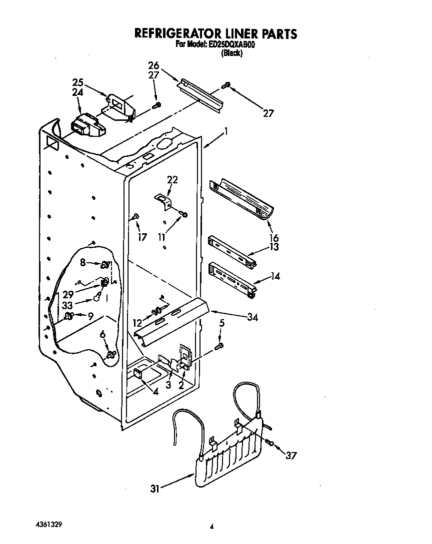 Whirlpool ED25DQXAB00 refrigerator liner diagram