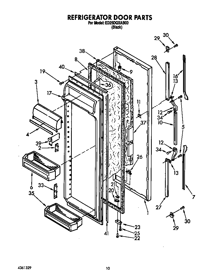 Whirlpool ED25DQXAB00 refrigerator door diagram