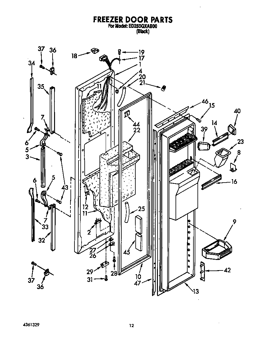 Whirlpool ED25DQXAB00 freezer door diagram