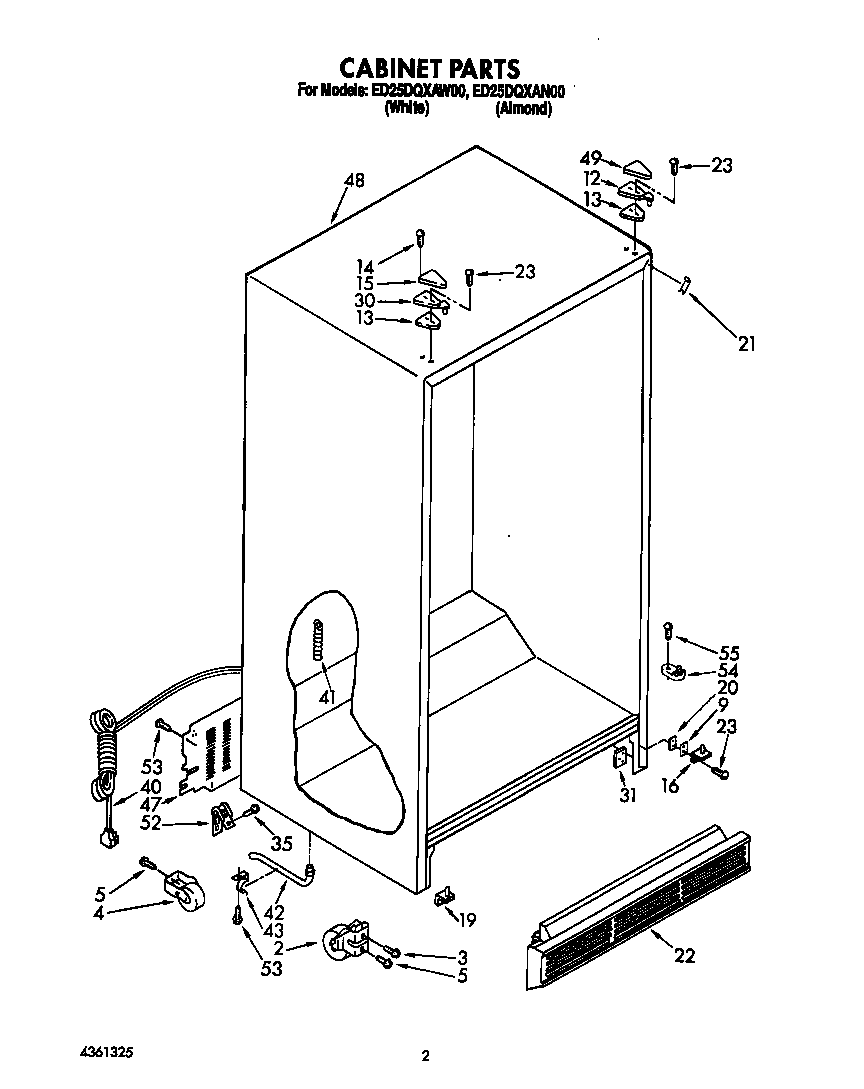 Whirlpool ED25DQXAW00 cabinet diagram