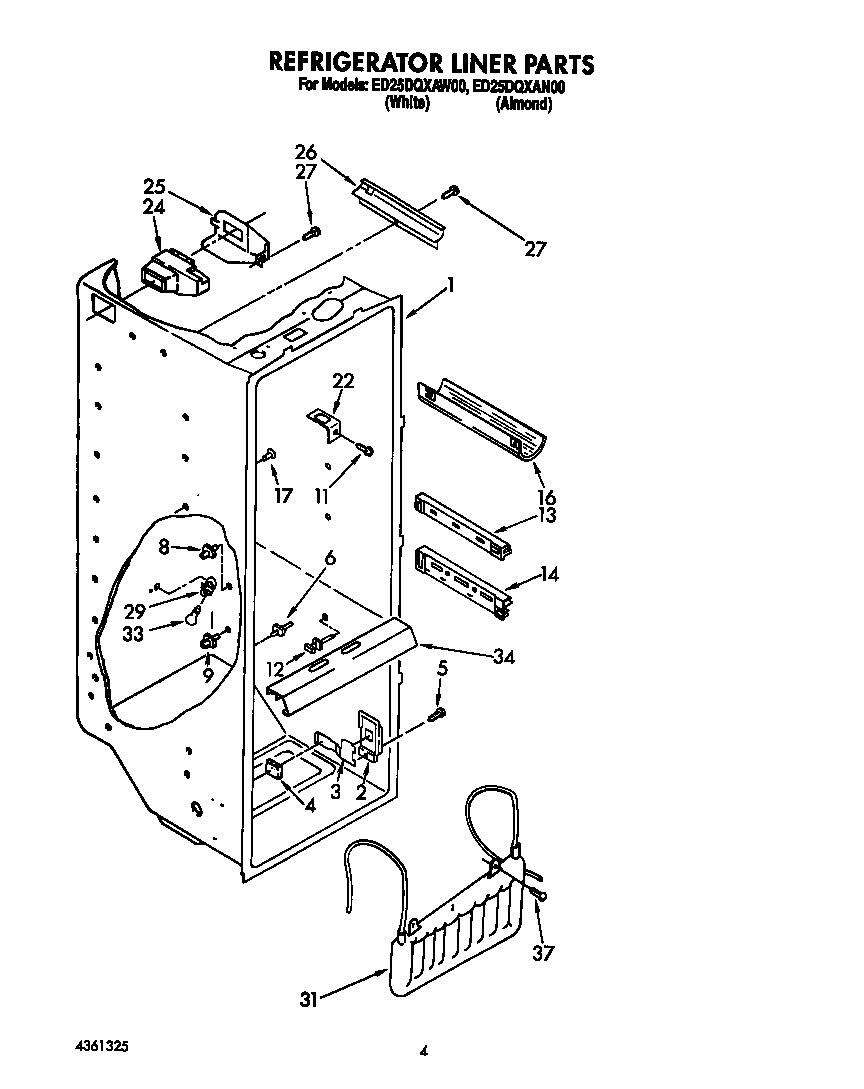 Whirlpool ED25DQXAW00 refrigerator liner diagram