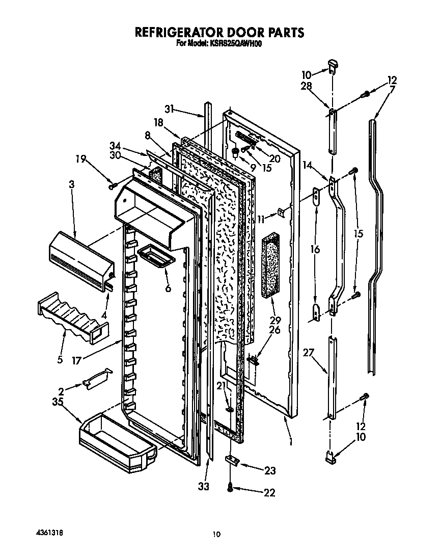 KitchenAid KSRS25QAWH00 refrigerator door diagram