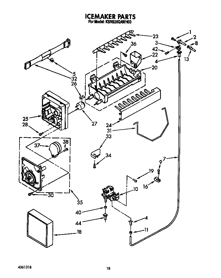 KitchenAid KSRS25QAWH00 icemaker diagram