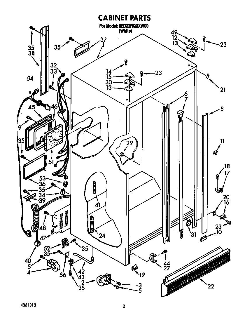 Whirlpool 8ED22RQXXW00 cabinet diagram