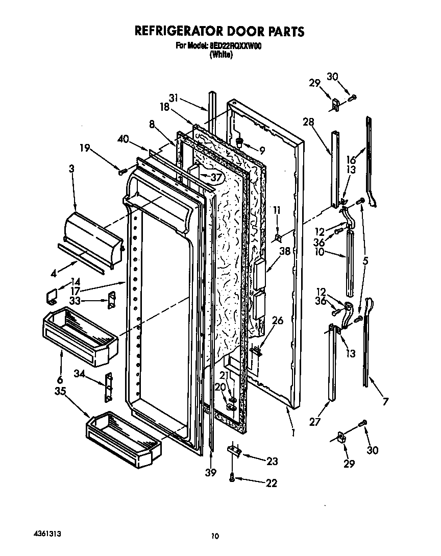 Whirlpool 8ED22RQXXW00 refrigerator door diagram
