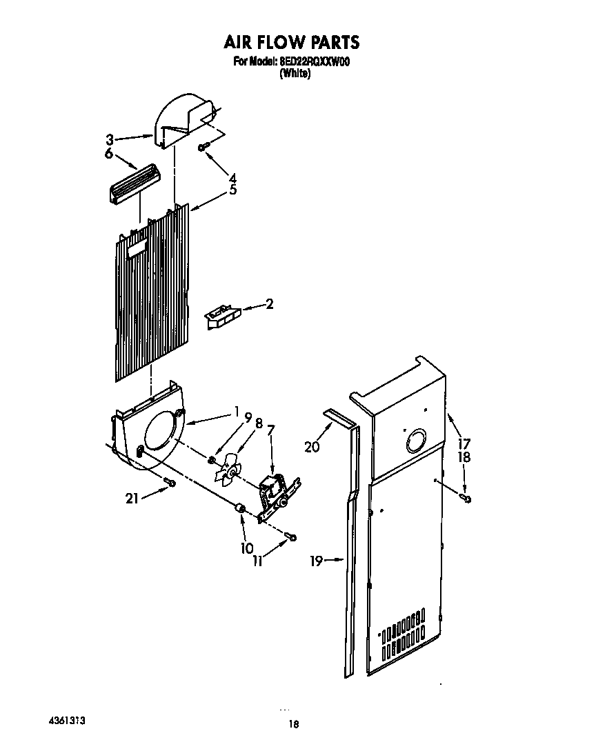 Whirlpool 8ED22RQXXW00 air flow diagram
