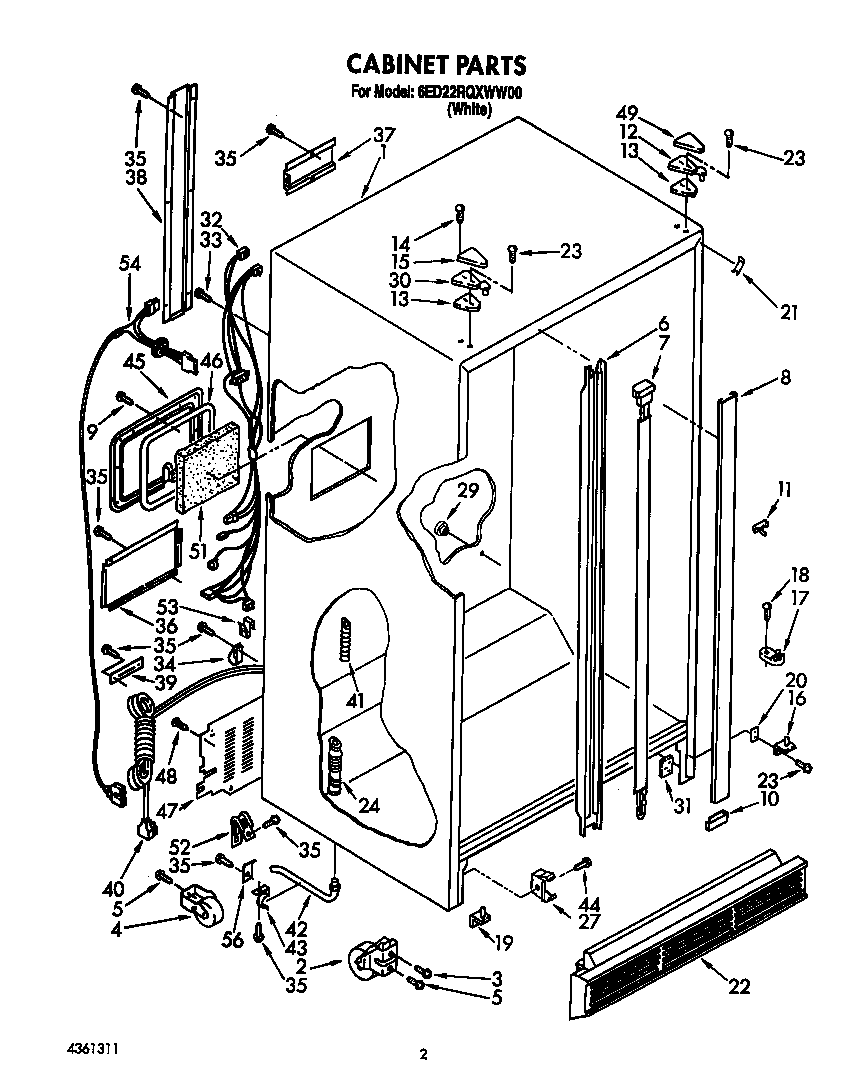 Whirlpool 6ED22RQXWW00 cabinet diagram