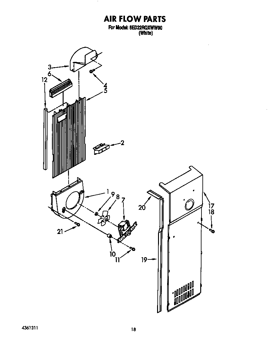 Whirlpool 6ED22RQXWW00 air flow diagram