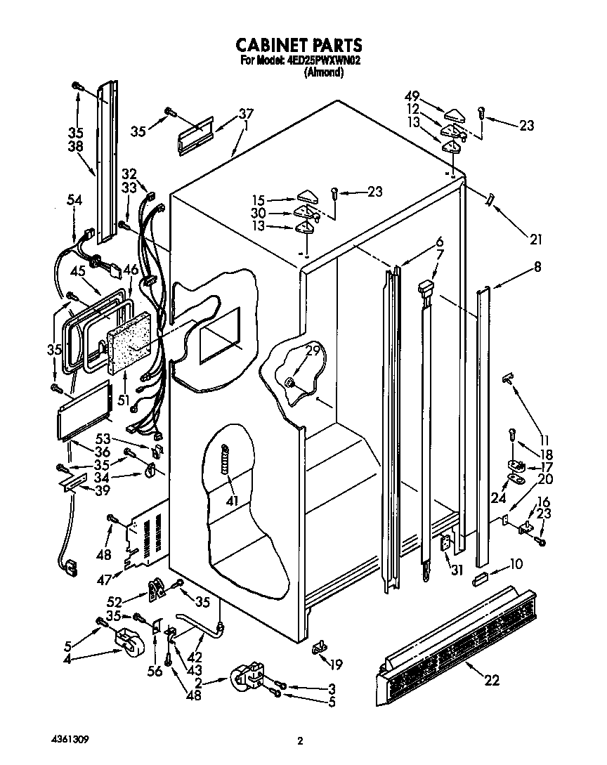 Whirlpool 4ED25PWXWN02 cabinet diagram