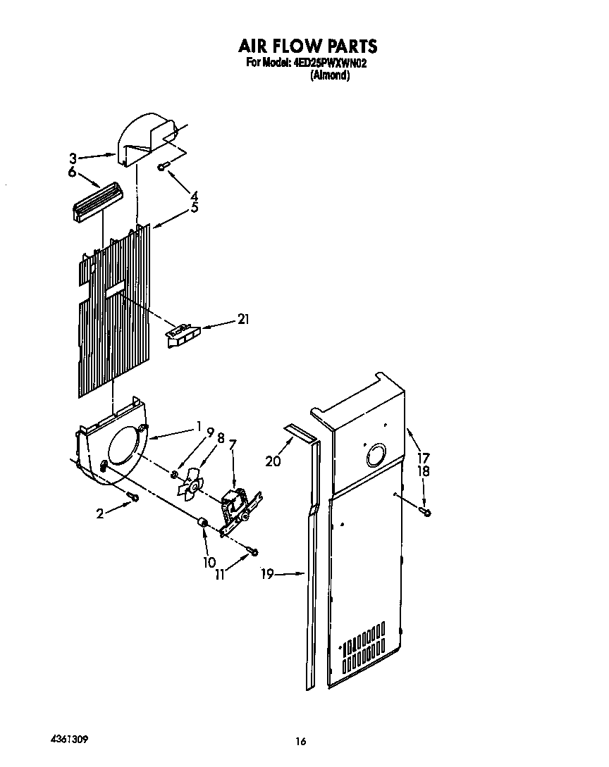 Whirlpool 4ED25PWXWN02 air flow diagram
