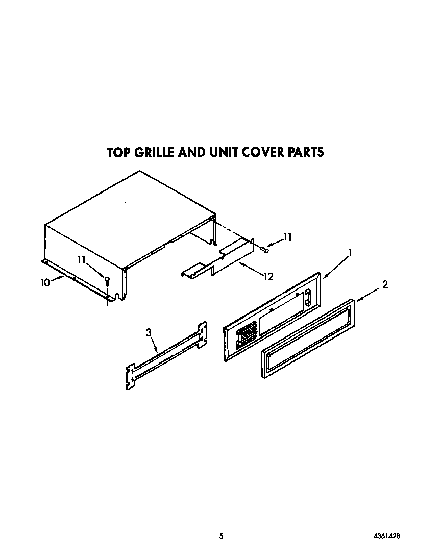 KitchenAid KSSS42DAX00 top grille and unit cover diagram
