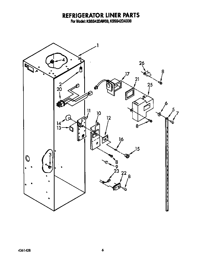 KitchenAid KSSS42DAX00 refrigerator liner diagram