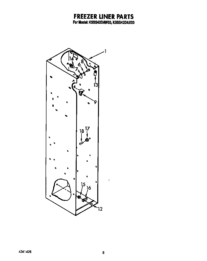 KitchenAid KSSS42DAX00 freezer liner diagram