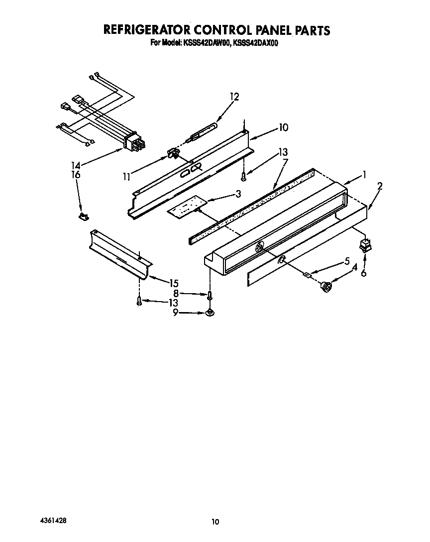 KitchenAid KSSS42DAX00 refrigerator control panel diagram