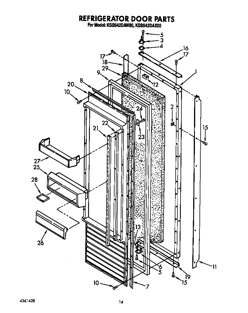 KitchenAid KSSS42DAX00 refrigerator door diagram