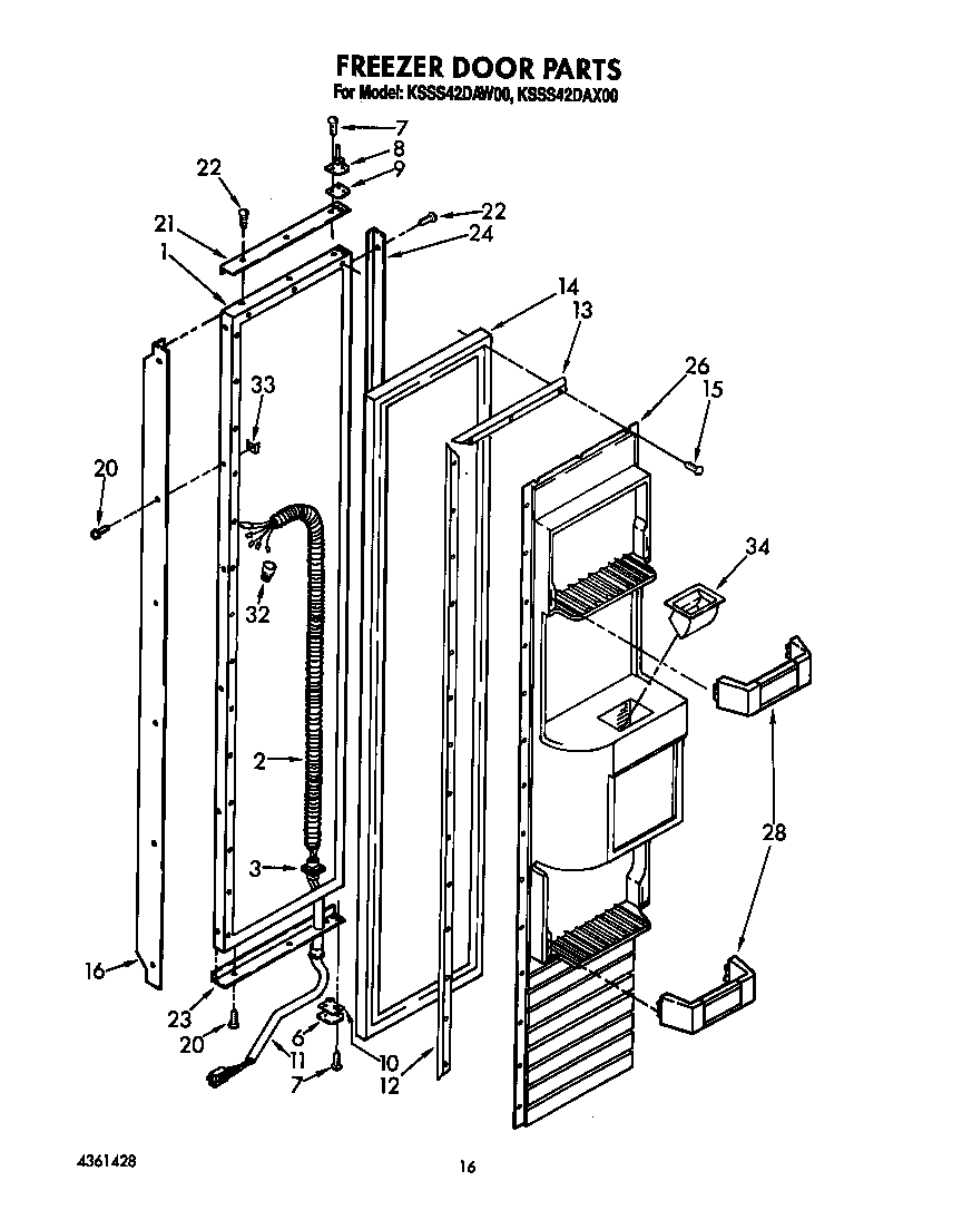 KitchenAid KSSS42DAX00 freezer door diagram