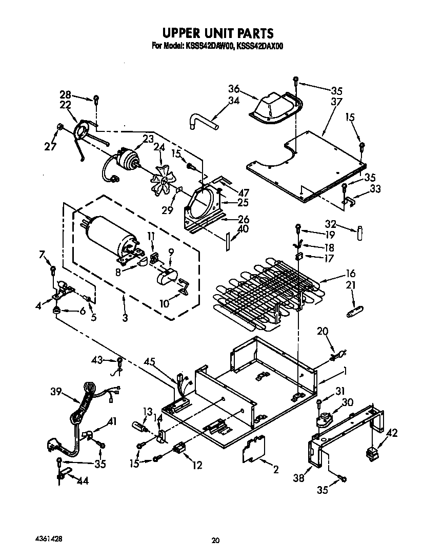 KitchenAid KSSS42DAX00 upper unit diagram