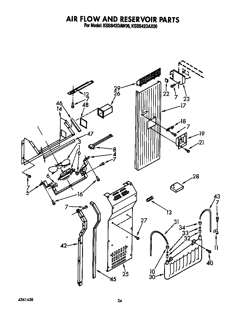 KitchenAid KSSS42DAX00 air flow and reservoir diagram
