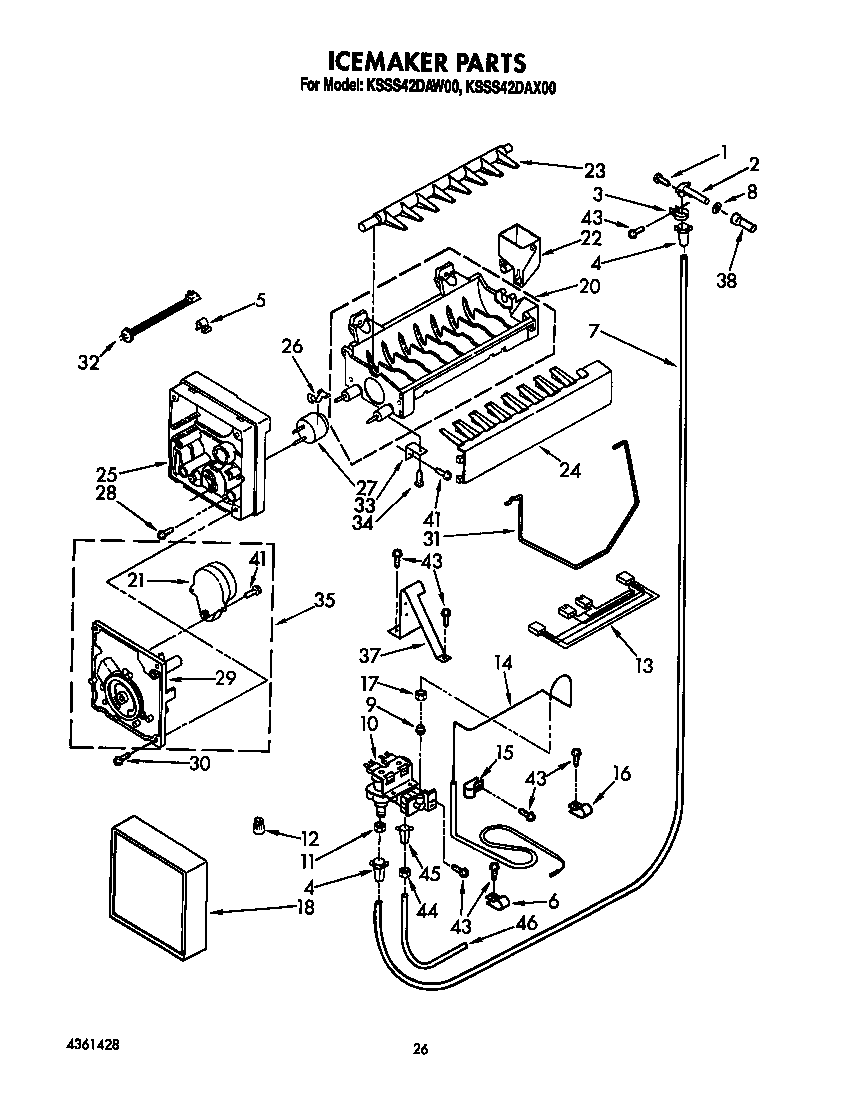 KitchenAid KSSS42DAX00 icemaker diagram