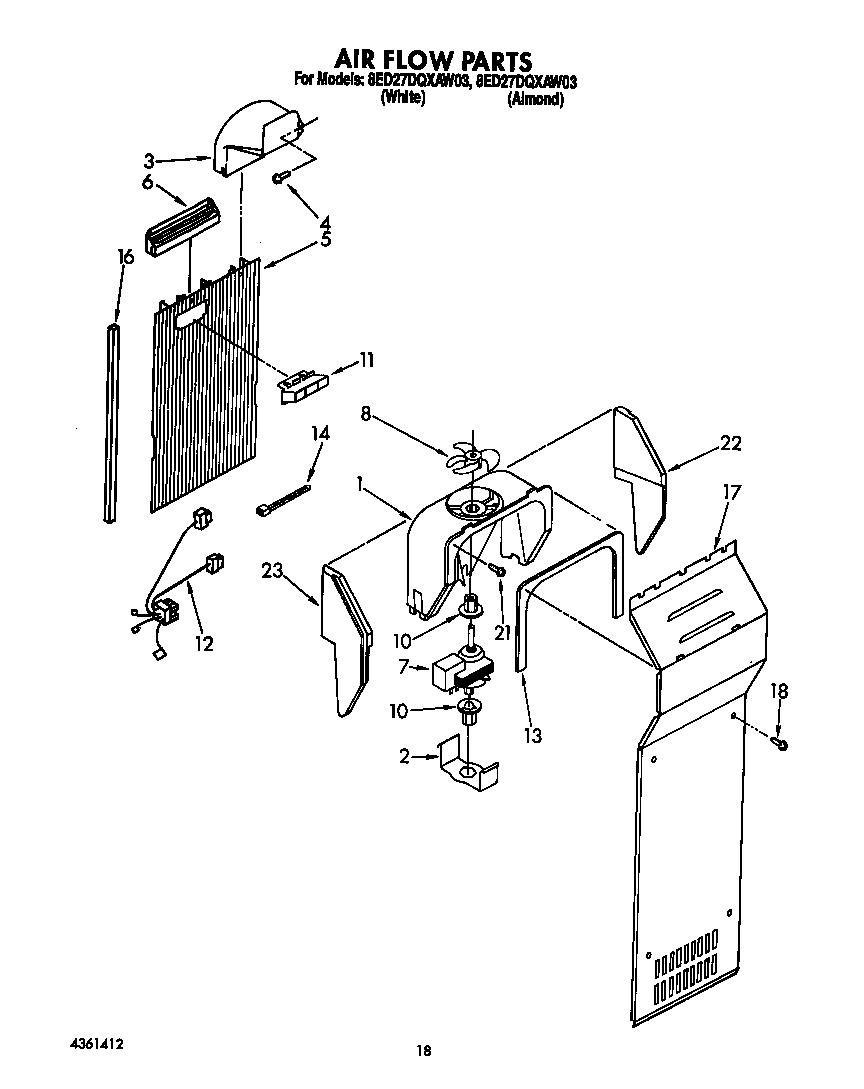 Whirlpool 8ED27DQXAW03 air flow diagram