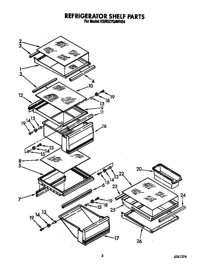 KitchenAid KSRS27QAWH04 refrigerator shelf diagram
