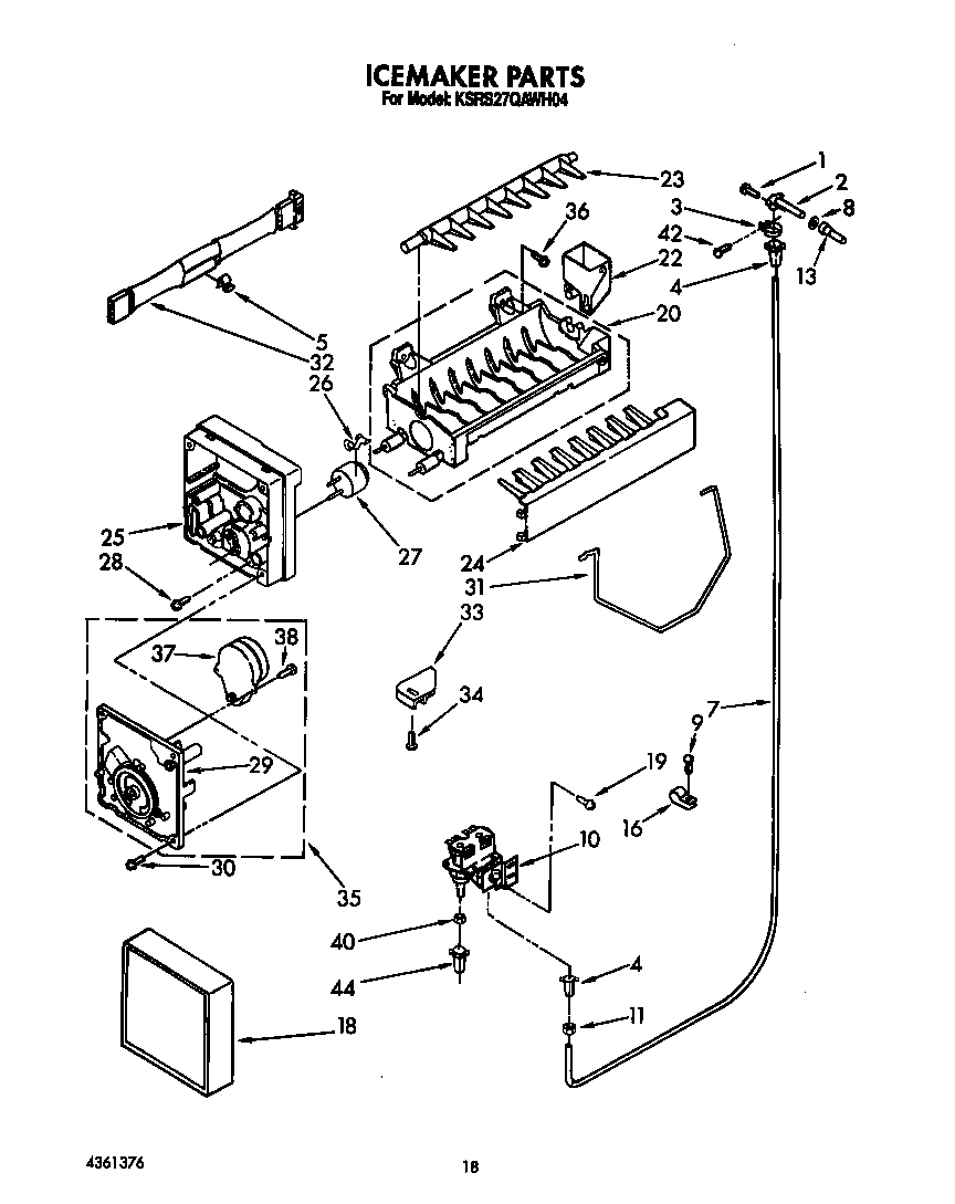 KitchenAid KSRS27QAWH04 icemaker diagram