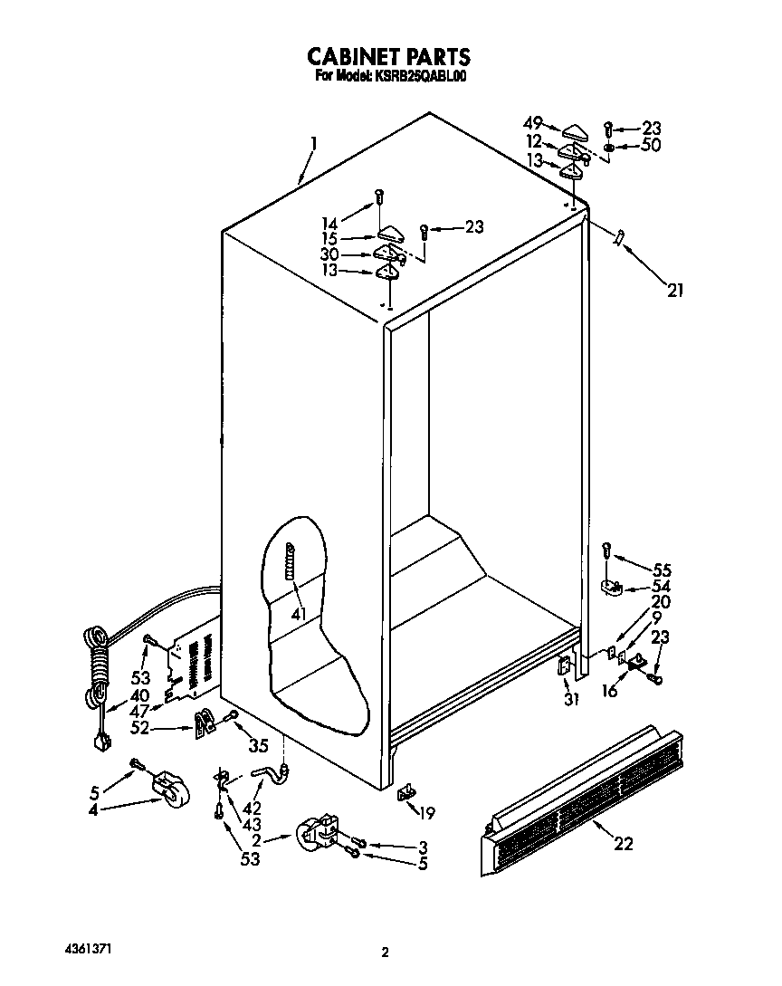 KitchenAid KSRB25QABL00 cabinet diagram