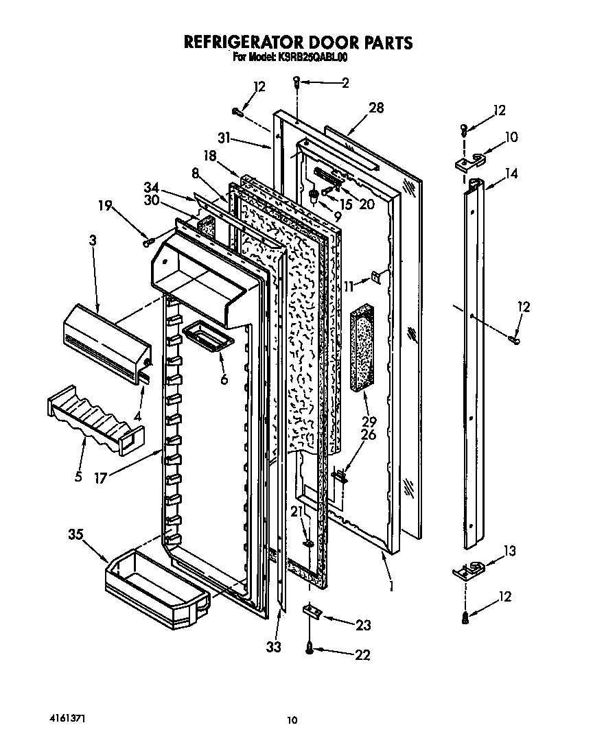 KitchenAid KSRB25QABL00 refrigerator door diagram